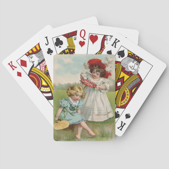 Jeu De Cartes Enfants victoriens Vintage Été Filles Jardin (dos)