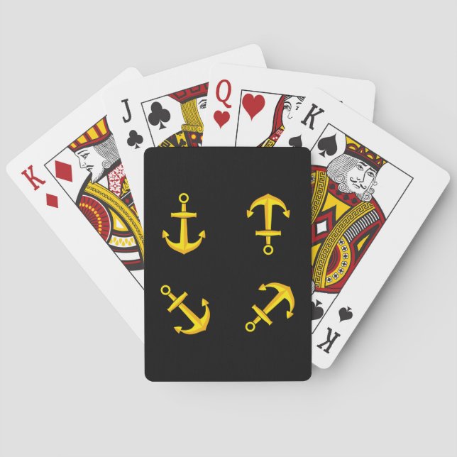 Jeu De Cartes Ensemble d'Ancres en bateau doré (dos)