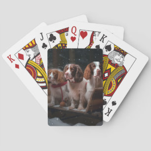 Jeu De Cartes Épagneul breton décoration de Noël de traîneau enn