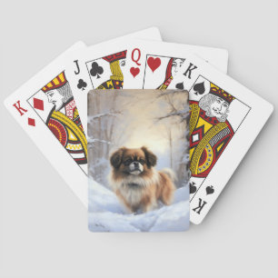 Jeu De Cartes Épagneul Tibétain Laissez Tomber la Neige Noël