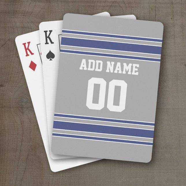 Jeu De Cartes Équipe Jersey avec le nom et le nombre faits sur (Personalized Playing Cards - Sporty Stripes)
