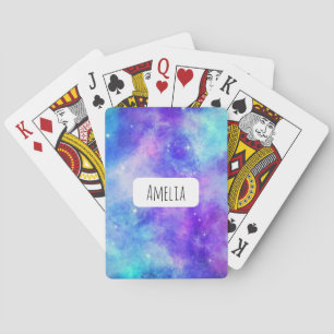 Jeu De Cartes Espace de galaxie violet et bleu Abstrait