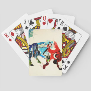 Jeu De Cartes Espagne Bull Vintage voyage Love Aquarelle