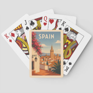 Jeu De Cartes Espagne Séville Illustration Art de Voyage Vintage