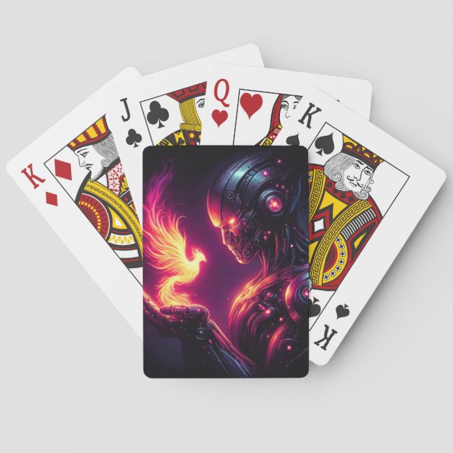 Jeu De Cartes Esprit de feu de phénix de robot futuriste cyberné (dos)