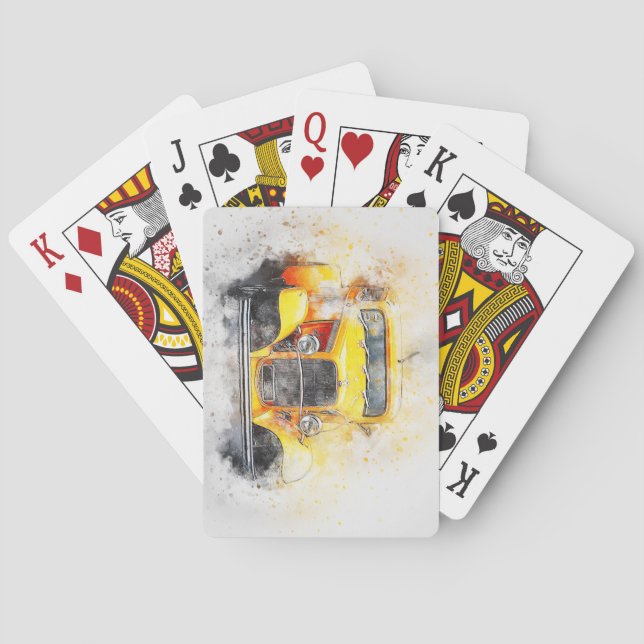 Jeu De Cartes Esquisse d'aquarelle classique pour automobile (dos)