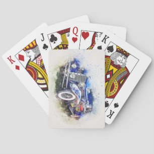 Jeu De Cartes Esquisse d'aquarelle classique pour automobile