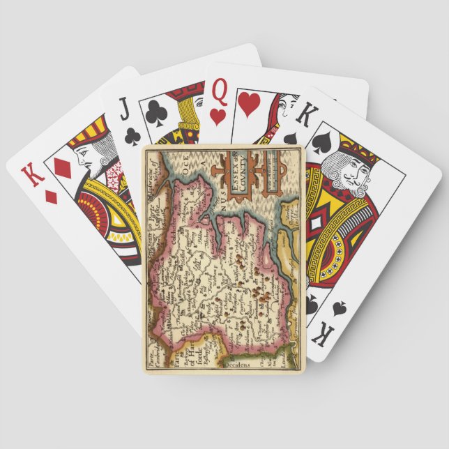 Jeu De Cartes Essex Comté Angleterre Ancien Atlas Antiquaire Car (dos)