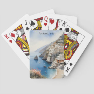 Jeu De Cartes Été à Positano Italie Illustration Aquarelle