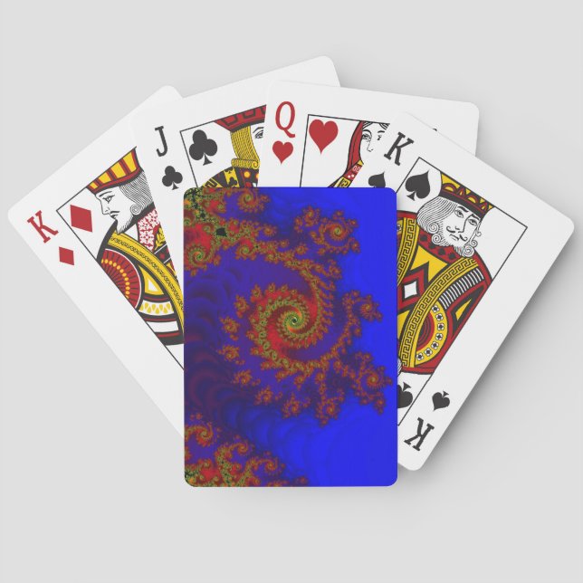 Jeu De Cartes Éternité | Art fractal bleu et rouge (dos)