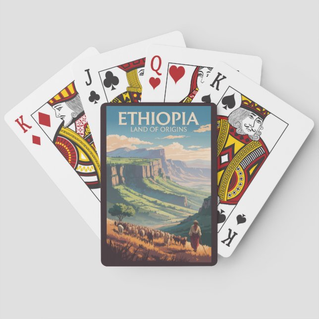 Jeu De Cartes Ethiopie Shepard Herd Travel Art Vintage (dos)