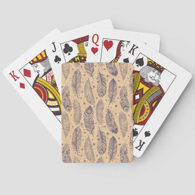 Jeu De Cartes Ethnic Feather Outline Motif (dos)