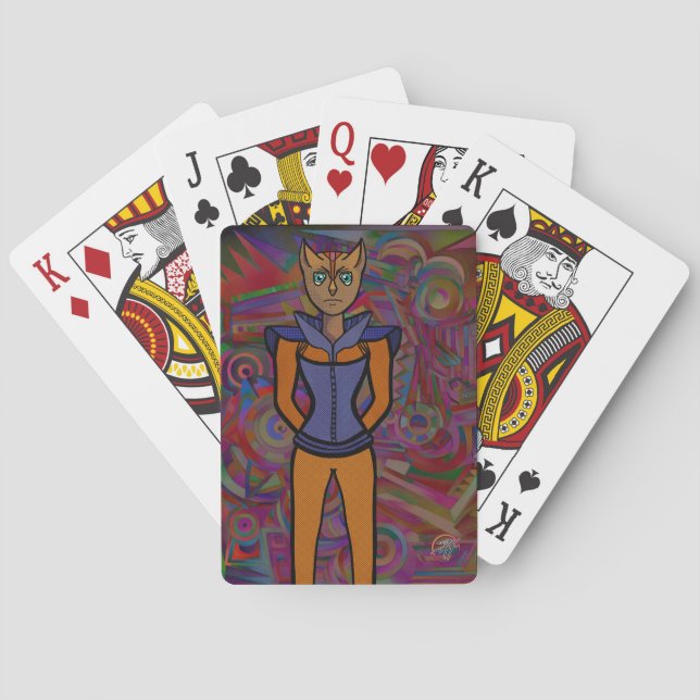 Jeu De Cartes Étiquette de bagage à personnage de chat (dos)