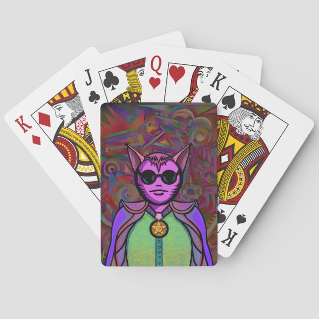 Jeu De Cartes Étiquette de bagage à personnage de chat (dos)