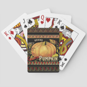 Jeu De Cartes Étiquette de caisse de citrouille dorée vintage :