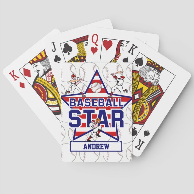 Jeu De Cartes Étoile de baseball personnalisée et rayures (dos)