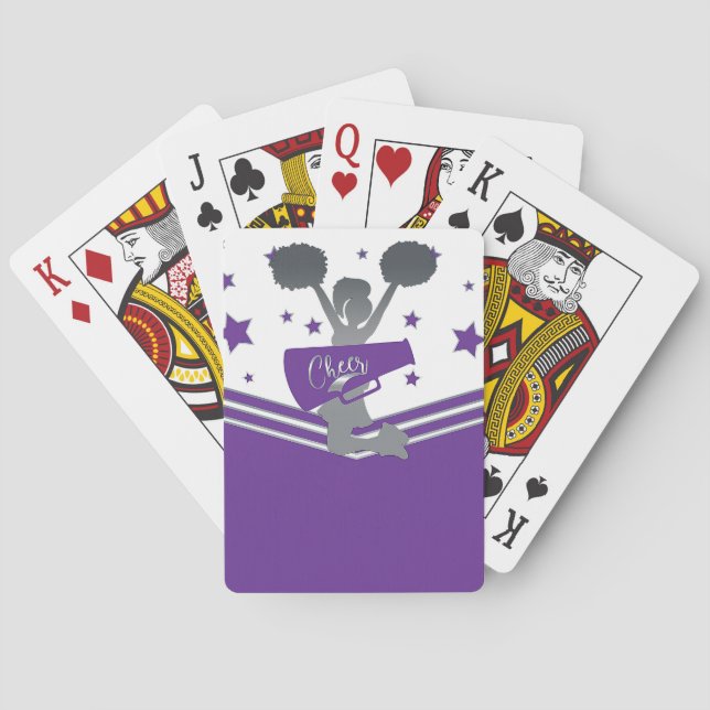 Jeu De Cartes Étoiles Blanches Argentées Pourpres Acclamez Cheer (dos)