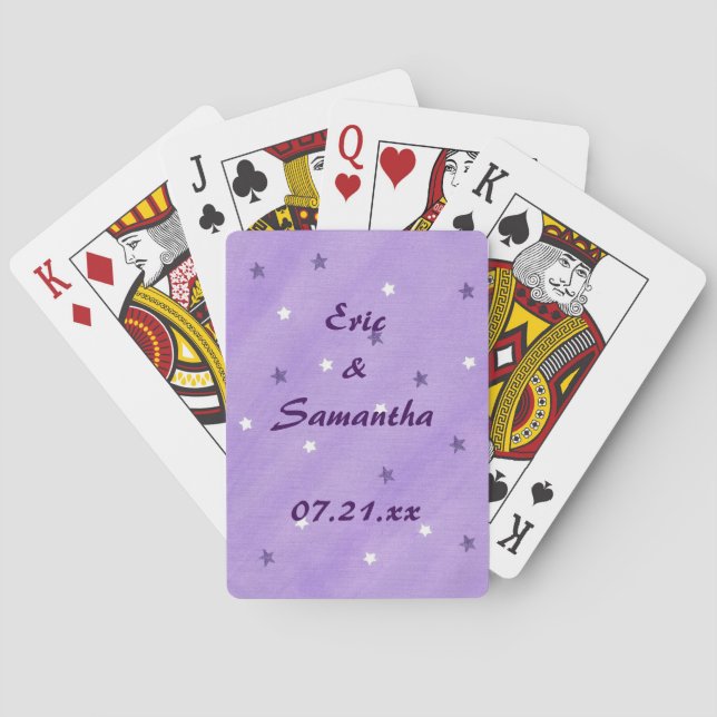 Jeu De Cartes Étoiles Blanches Violettes Faveurs de mariage pers (dos)