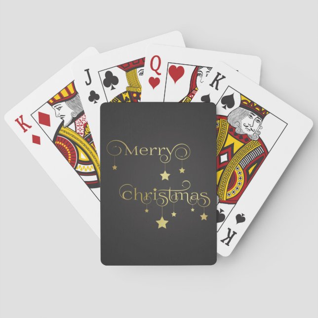 Jeu De Cartes Etoiles de Noël Joyeux Or Précieux (dos)