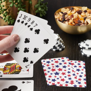 Jeu De Cartes Étoiles rouges et bleues, 4 juillet, fond blanc