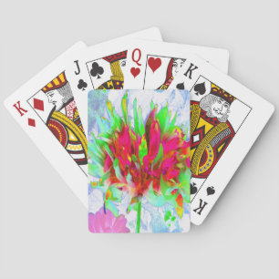 Jeu De Cartes Étonnante chaux vert et rouge cactus Dahlia