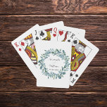 Jeu De Cartes Eucalyptus vert monogramme noms mariage<br><div class="desc">Une couronne de verdure d'eucalyptus. Personnalisez et ajoutez vos noms,  date mariage. Parfait comme faveur ou pour les jeux de fête.</div>