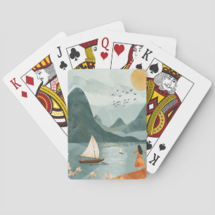 Jeu De Cartes Évasion Romantique de Montagne au Lac Sarcelle sou