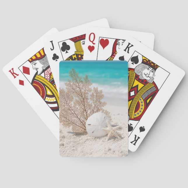 Jeu De Cartes Éventail de mer avec dollar de sable et étoile de  (dos)