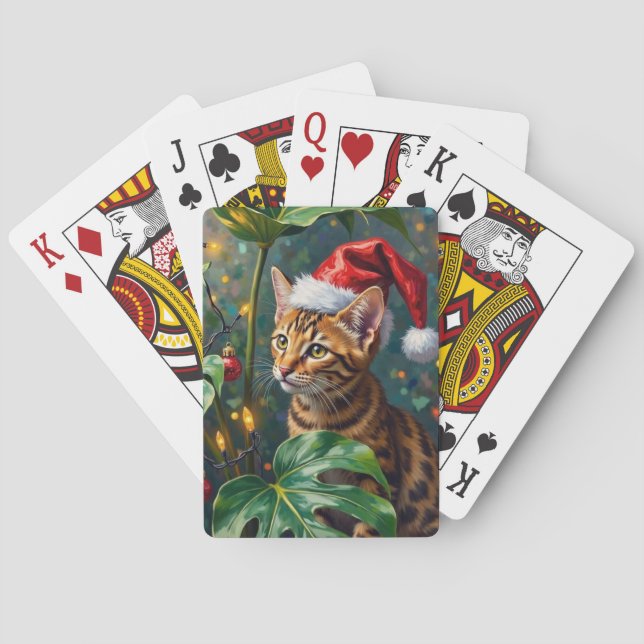 Jeu De Cartes Exotic Bengal Cat Jungle Christmas Playtime Art (dos)