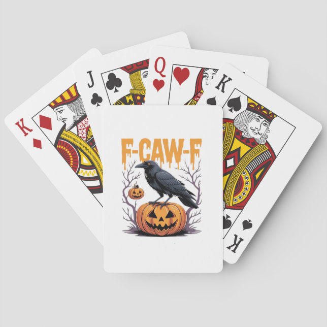 Jeu De Cartes F-Caw-F Classique Tee Halloween Corbeau Citrouille (dos)