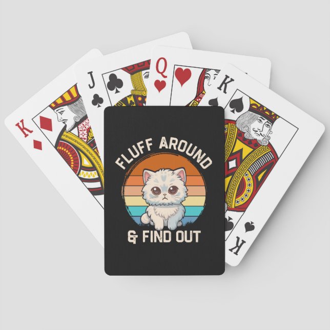 Jeu De Cartes Faire du Fluff et Découvrir Drôle Chat Rétro (dos)