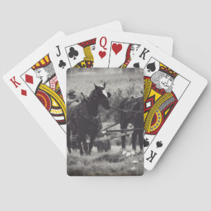 Jeu De Cartes Faire du foin avec les chevaux Noir et Blanc