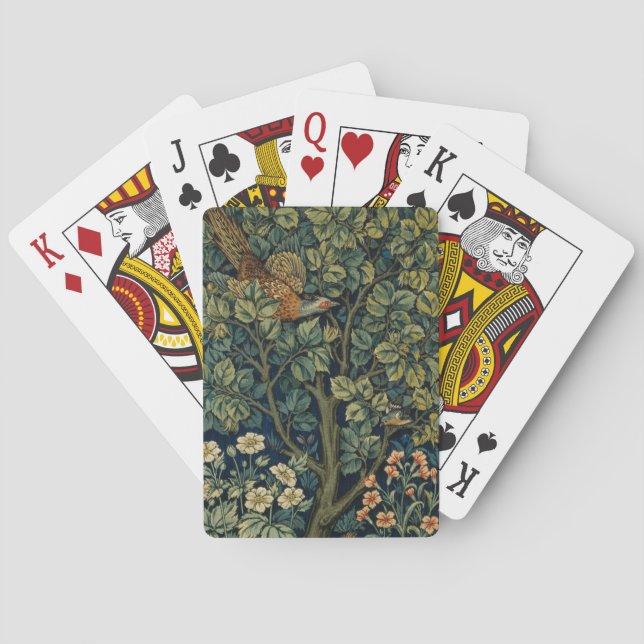 Jeu De Cartes Faisan d'arbre boisé William Morris (dos)