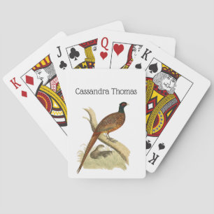 Jeu De Cartes Faisan vintage sur branche Dessin de gibier à plum