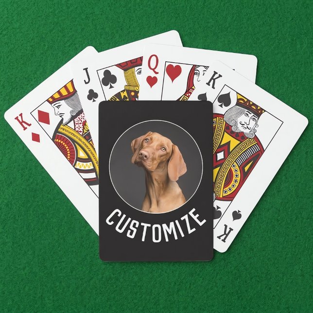 Jeu De Cartes Faites votre propre photo / image / texte personna (Custom text and photo playing cards on a green poker table. Great card player gift.)