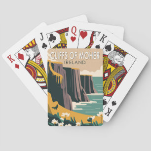 Jeu De Cartes Falaises de Moher Irlande Floral Voyage Art Vintag