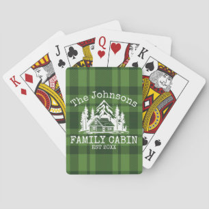 Jeu De Cartes Famille Cabine Vert Plaid Nom à thème Personnalisé