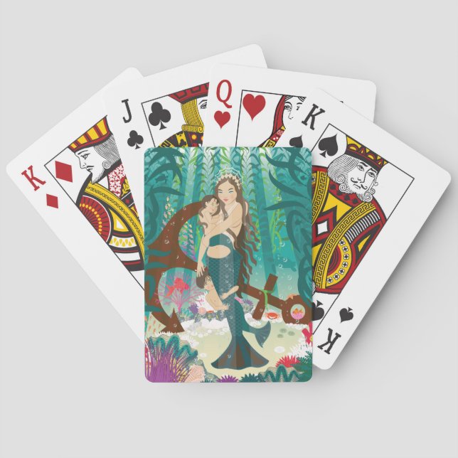 Jeu De Cartes Famille de sirènes (brunes) Jouer aux cartes (dos)