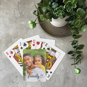 Jeu De Cartes Famille Écriture Noire Photo Personnalisée