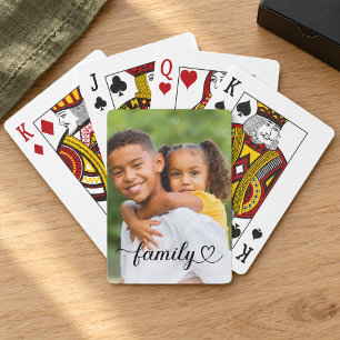 Jeu De Cartes Famille Écriture Noire Photo Personnalisée