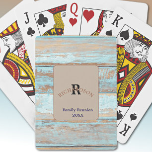 Jeu De Cartes Famille minimaliste Réunion Bois Patiné Vieilli