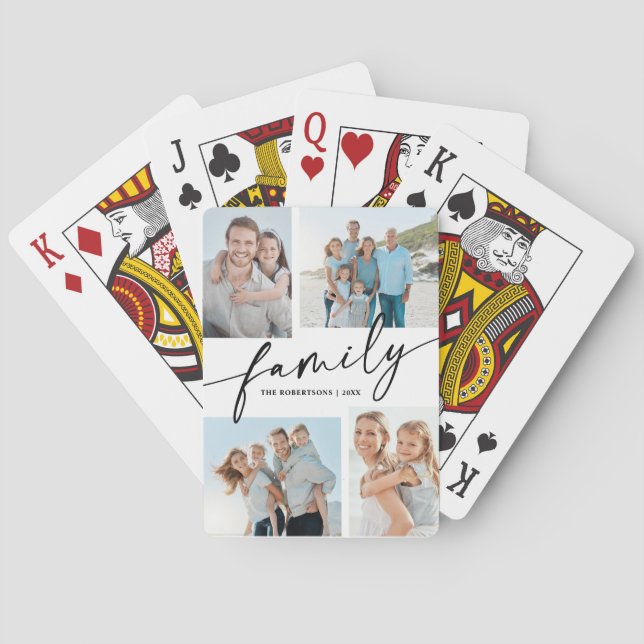 Jeu De Cartes Famille moderne Script 4 Photo Collage  (dos)