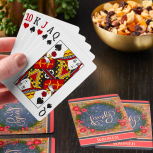 Jeu De Cartes Famille Moderne tendance Fun Floral Nom Customisé