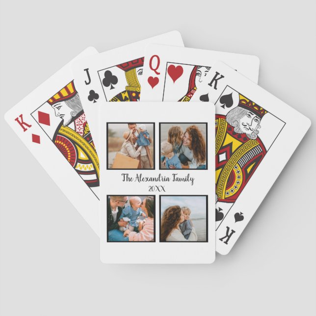 Jeu De Cartes Famille personnalisée 4 photo collage modèle (dos)