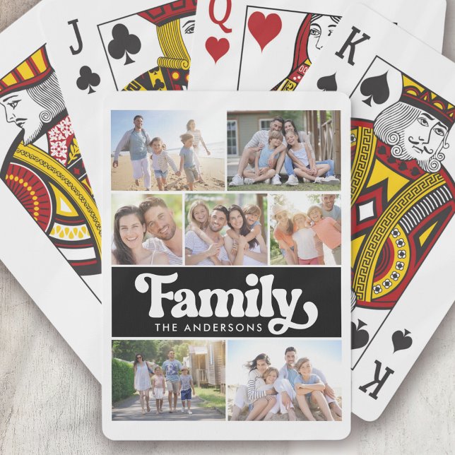 Jeu De Cartes Famille Retro Typographie Photo Collage (Créateur téléchargé)