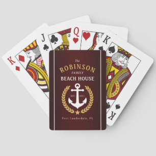 Jeu De Cartes Family Beach House Ancre Gold Laurel Burgundy
