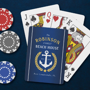 Jeu De Cartes Family Beach House Ancre Gold Laurel Marine Blue