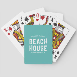 Jeu De Cartes Family Beach House Aqua Green & White Personnalisé