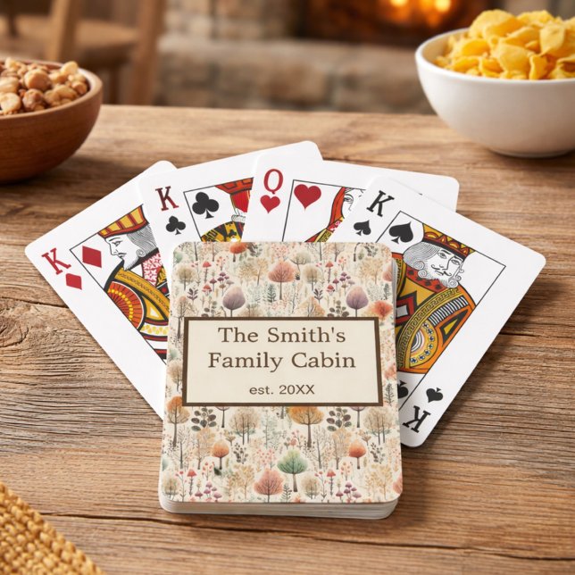 Jeu De Cartes Family Gift Woodland Cozy Cabin Personalized  (Créateur téléchargé)