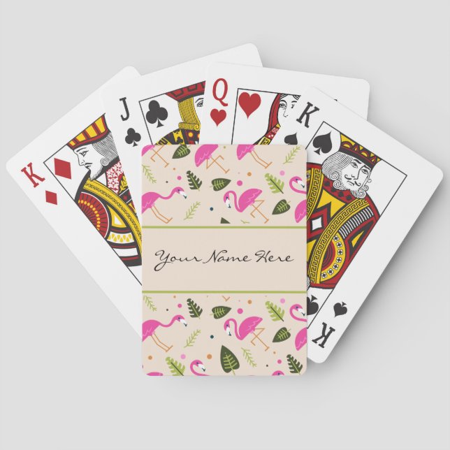 Jeu De Cartes Fancy moderne Flamants roses roses chauds Mariage  (dos)